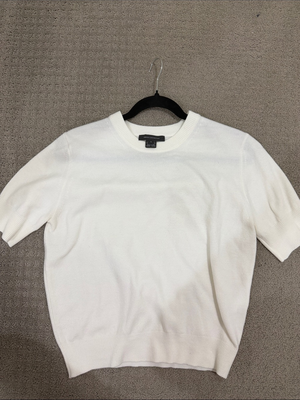 French Connection size L White Short Sleeve Knit Sweater used clean